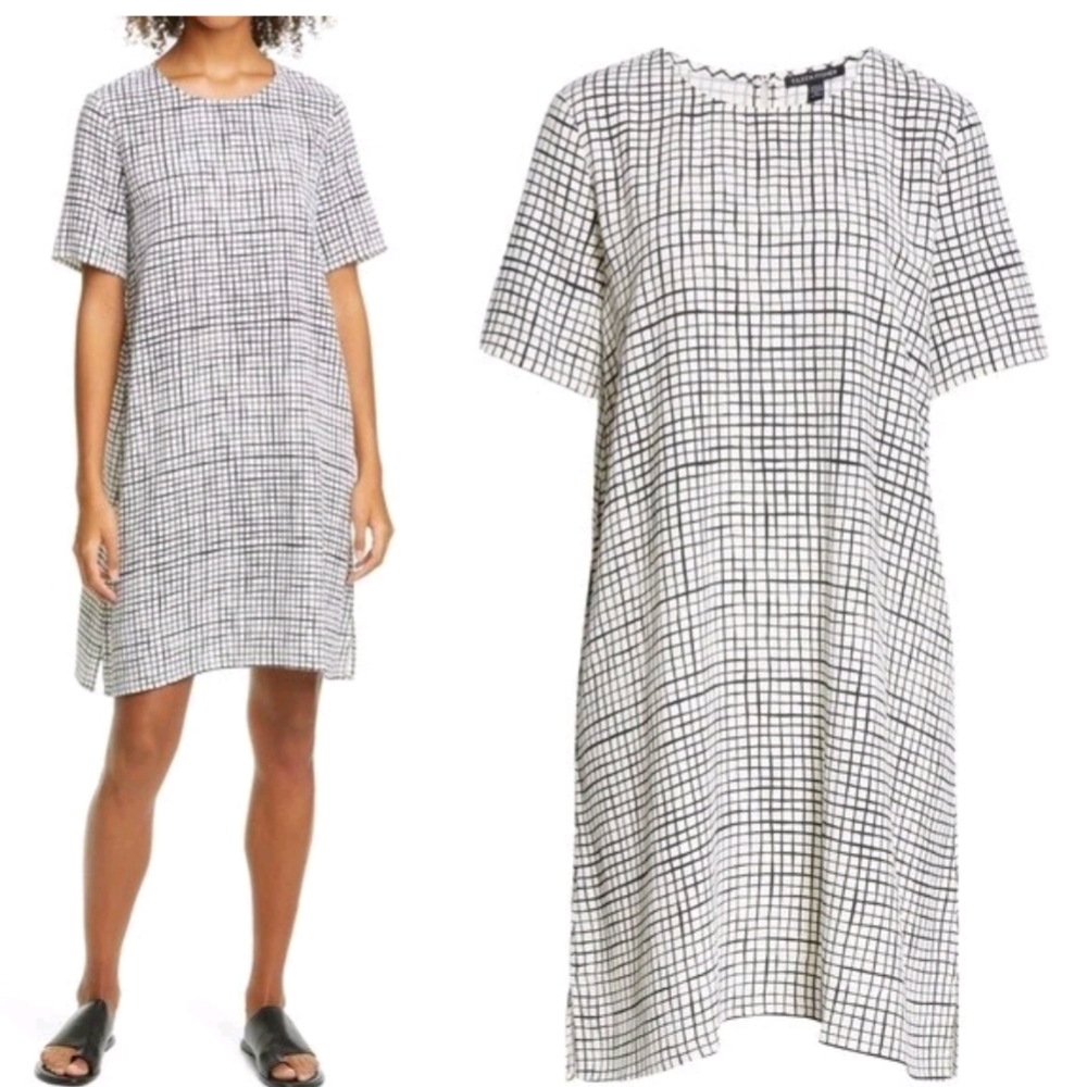 Eileen Fisher Black and White Checkered Dress